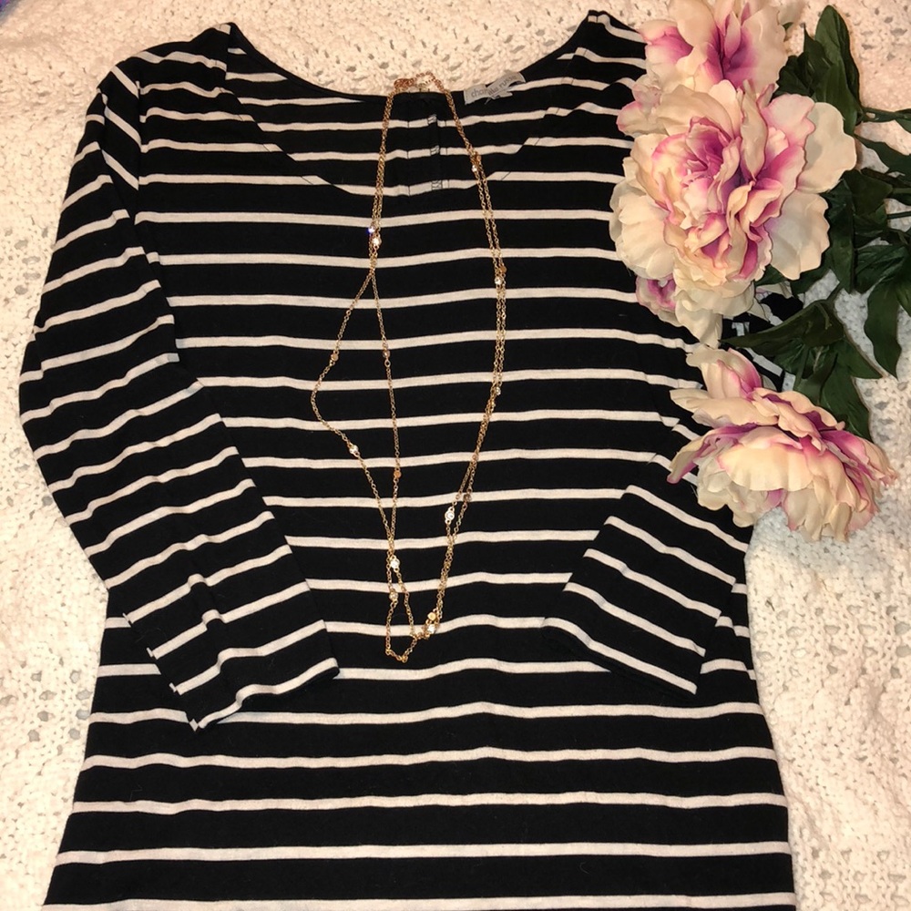 Black and white striped long sleeve top